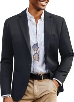 Blazer masculino casual, mistura de lã, casaco esportivo leve com um botão