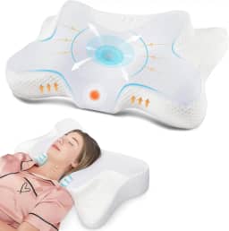 DONAMA Travesseiro de pescoço cervical para alívio da dor, almofadas de espuma viscoelástica de contorno inodoro com fronha refrescante para dormir confortavelmente, travesseiros de cama ergonômicos