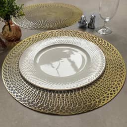 8 Jogo Americano Redondo Sousplat Luxo Alto Padrão Real Vr (DOURADO metalizado ouro amarelo)