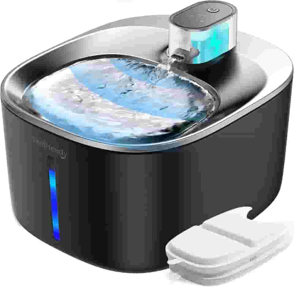 FEELNEEDY Fonte de água sem fio para gatos operada por bateria, fonte de água para animais de estimação 4L/3,992 ml para gatos e cães com sensor de movimento, bebedouro ultra silencioso para gatos com