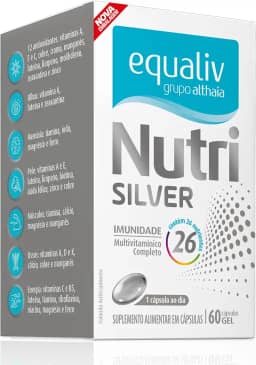 EQUALIV Nutri Silver - Suplemento Alimentar em Cápsulas para Terceira Idade - Benefícios para Memória, Visão, Ossos e Músculos - Multivitamínico Completo - 60 Cápsulas Gel
