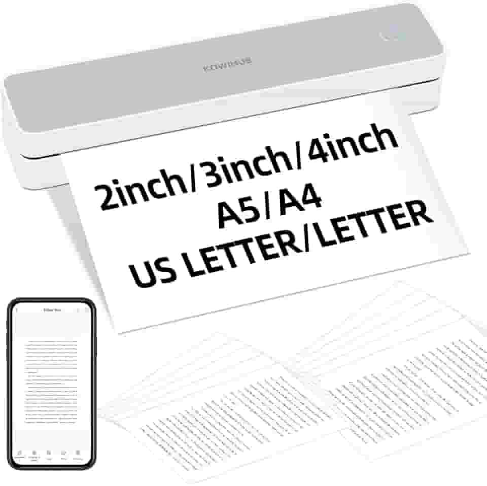 ATOMUS Impressoras portáteis K200 sem fio Bluetooth 200DPI suporte para impressora térmica 21.6 cm X 27.9 cm US Letter Compatível com iOS Android Phone PC Laptop com 10 peças de papel térmico A4 (K200