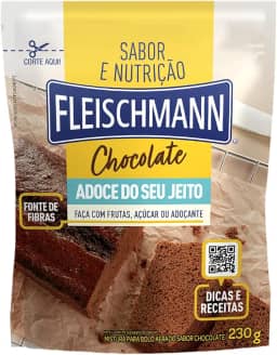 Mistura para Bolo Aerado Chocolate Fleischmann Sabor e Nutrição Adoce do Seu Jeito Sachê 230g