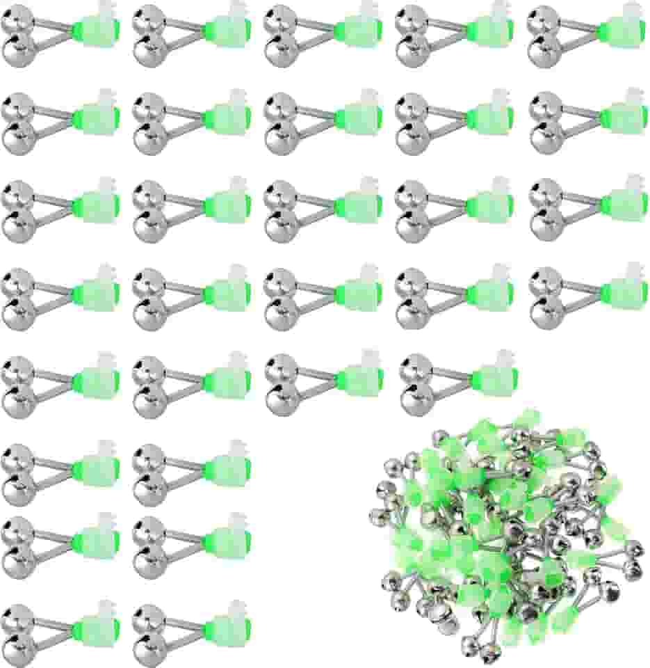 weyleity Pacote com 30 sinos de pesca | Campainha de alarme de isca de mordida de peixe para varas, alarme de vara de pesca, sino duplo, clipe de alarme de pesca noturna para pesca noturna no gelo