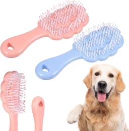 Escova de cuidados para cães pequenos em forma de nuvem, 2 escovas macias para cães pequenos, escovas de pelo curto para maltês e raças (azul e rosa)