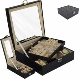 Caixa Para Joias Bijuteria Espelho Luxo Preto CBRN13050