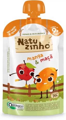 Natuzinho, Kit com 12 Papinhas Orgânicas para Bebê, Sabor Maçã e Manga, Sem Açúcar, Aditivos ou Conservantes, Ideal para Introdução Alimentar, 99g cada