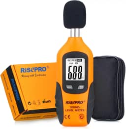 Medidor de decibel, RISEPRO® Medidor de nível de som digital 30 – 130 dB Audio Noise Measure Device Backlight MAX/MIN, Data Hold Auto Power Off Dual Ranges HT-80A