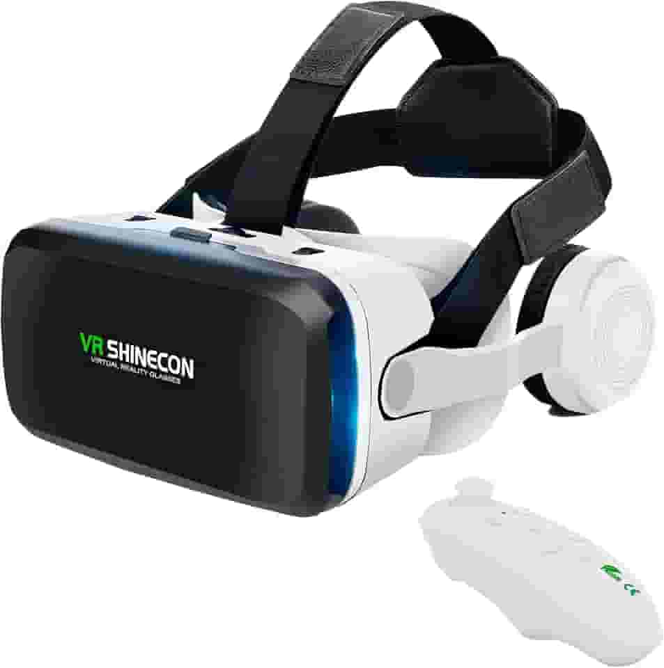 Óculos VR Realidade Virtual 3D com Fone de Ouvido Integrado e Controle Bluetooth Sem Fio