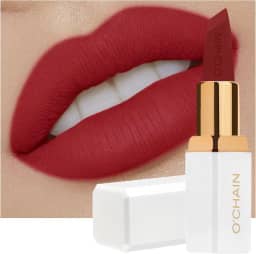 Batom Vermelho Escuro Fosco, Longa Duração, Cobertura Total, Não Transfere, Para Mulheres, Com Óleo De Jojoba E Vitamina E, Livre Crueldade Vegano (12 Reis) 0,12 Oz