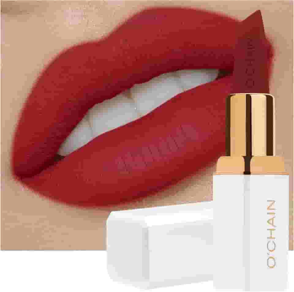 Batom Vermelho Escuro Fosco, Longa Duração, Cobertura Total, Não Transfere, Para Mulheres, Com Óleo De Jojoba E Vitamina E, Livre Crueldade Vegano (12 Reis) 0,12 Oz