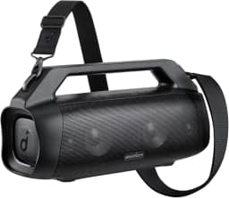 Motion Boom Plus Soundcore da Anker Caixa de Som Portáteis Bluetooth, drivers Titanium, tecnologia BassUp, IPX7 à prova d'água, tempo de reprodução 24h, aplicativo Soundcore, alça embutida, Preto