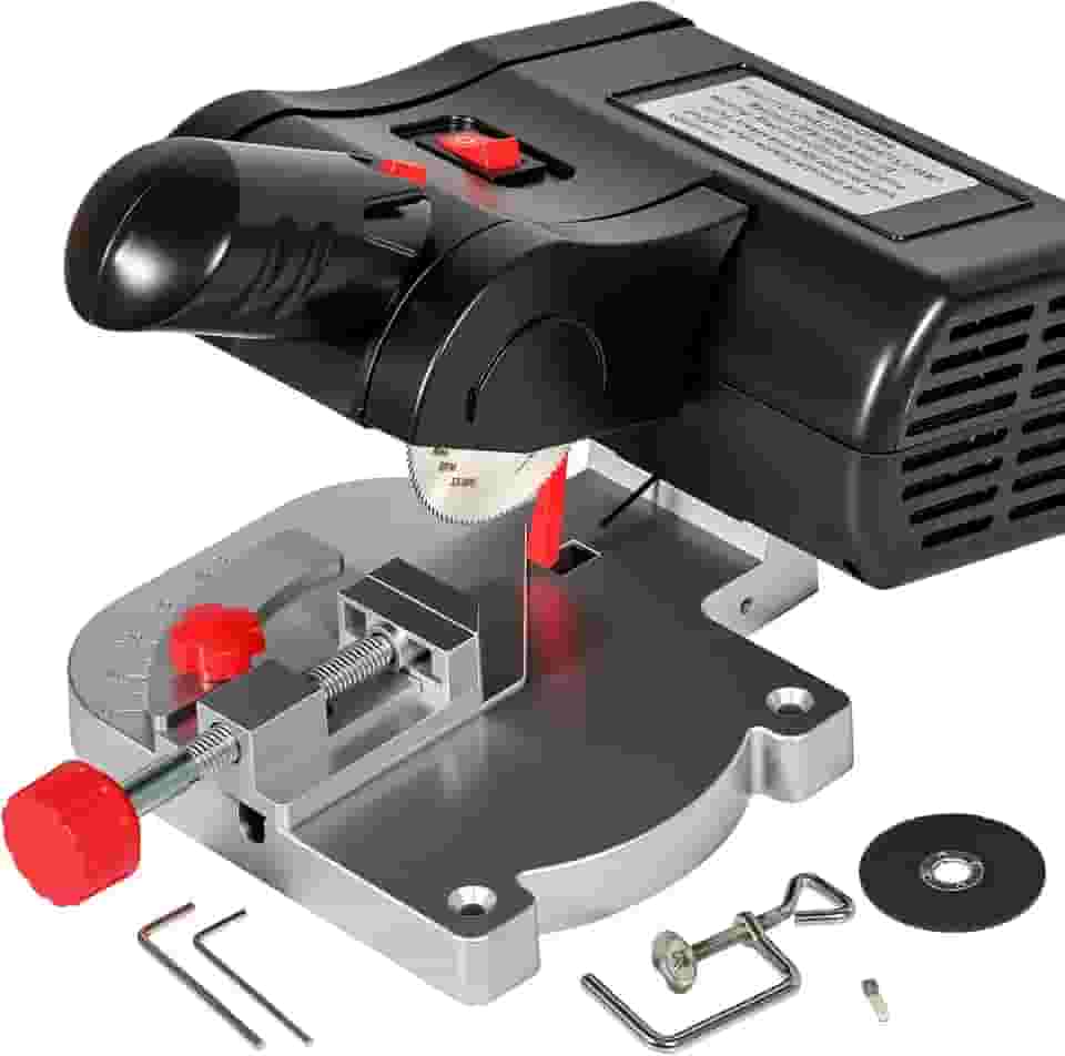 Mini Serra De Esquadria Elétrica Mesa, Corte Bancada, Ângulo Máximo 45 Graus Com Medidor Ajustável, Ferramentas Faça Você Mesmo Para Artesanato, Cortador Madeira E Metal Em Miniatura