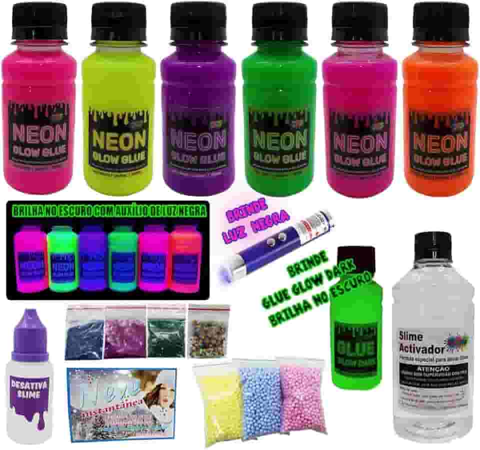 Kit Completo Para Fazer Slimes Colas Neon Super