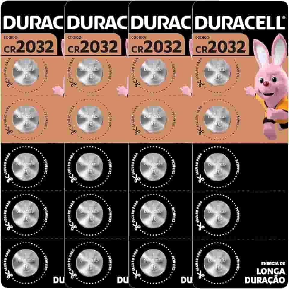 Duracell Pilhas Moeda CR2032 Pack 20 Unidades – Ideal para Placas Mãe e Controles Automotivos