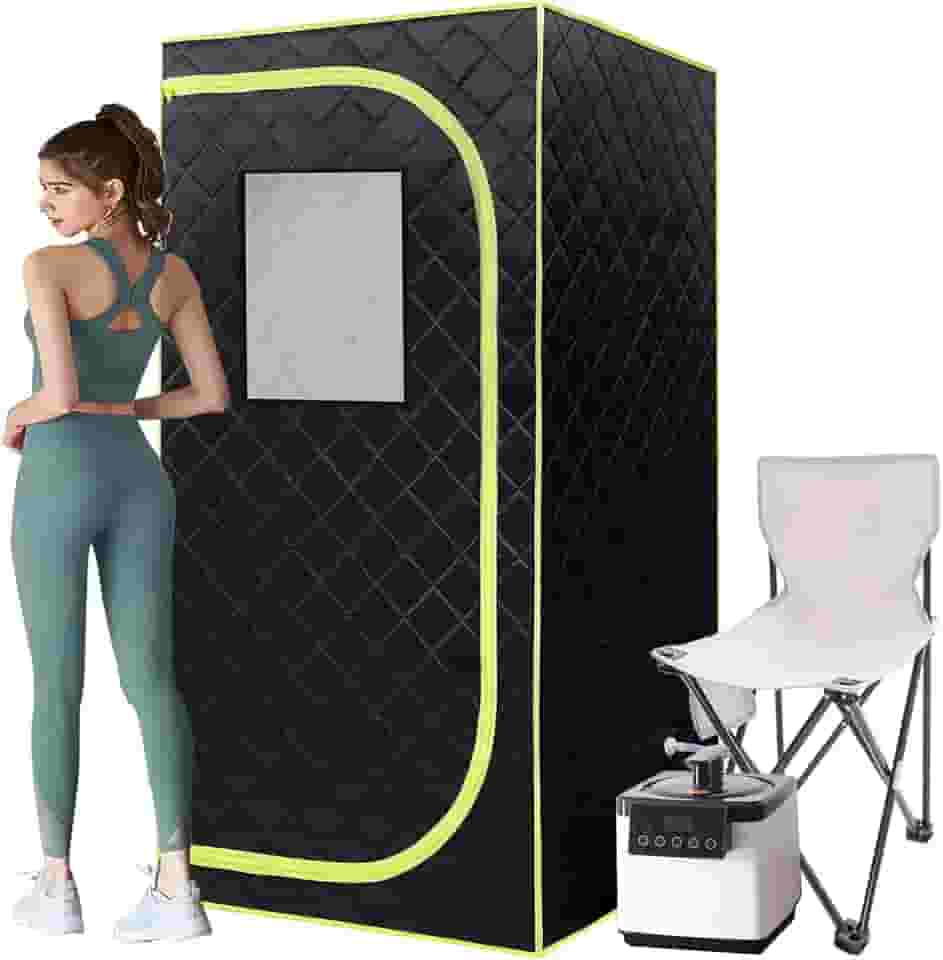 Saunateadlane Caixa de sauna portátil, sauna a vapor portátil para casa com vaporizador de 2,6L 1000W, 15 níveis, cadeira dobrável, tamanho extra grande (80 x 80 x 175 cm)