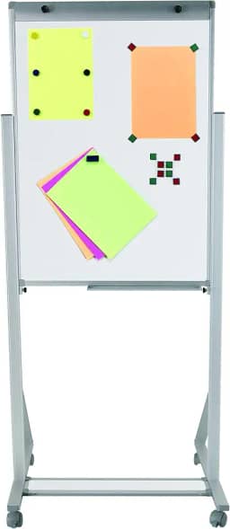 Cavalete Flip Chart Branco Luxo Magnético, 1,0m X 0,70m - Souza & Cia (Ref: 2512) Pés Alumínio com rodízio
