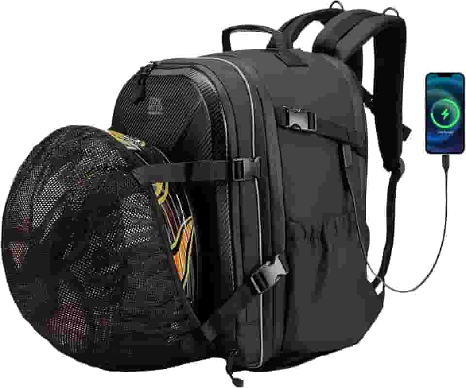 KEMIMOTO Mochila para capacete de motocicleta, 40 L, grande capacidade, capa rígida com armazenamento expansível e capa de chuva, porta de carregamento USB, à prova d'água