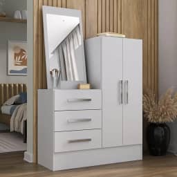 Cômoda 2 Portas 3 Gavetas com Espelho Dunas Branco
