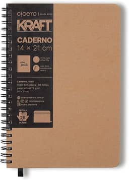 Caderneta Wire O Kraft, Cicero, 2605, Bege, Médio (14X21)