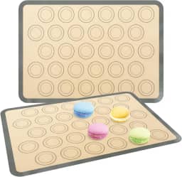 2 peças de tapete para assar macaron, tapete reutilizável de silicone macaron, assadeira de pão de tamanho grande, forros de macaron e biscoitos, forro antiaderente para macarrão, pastelaria