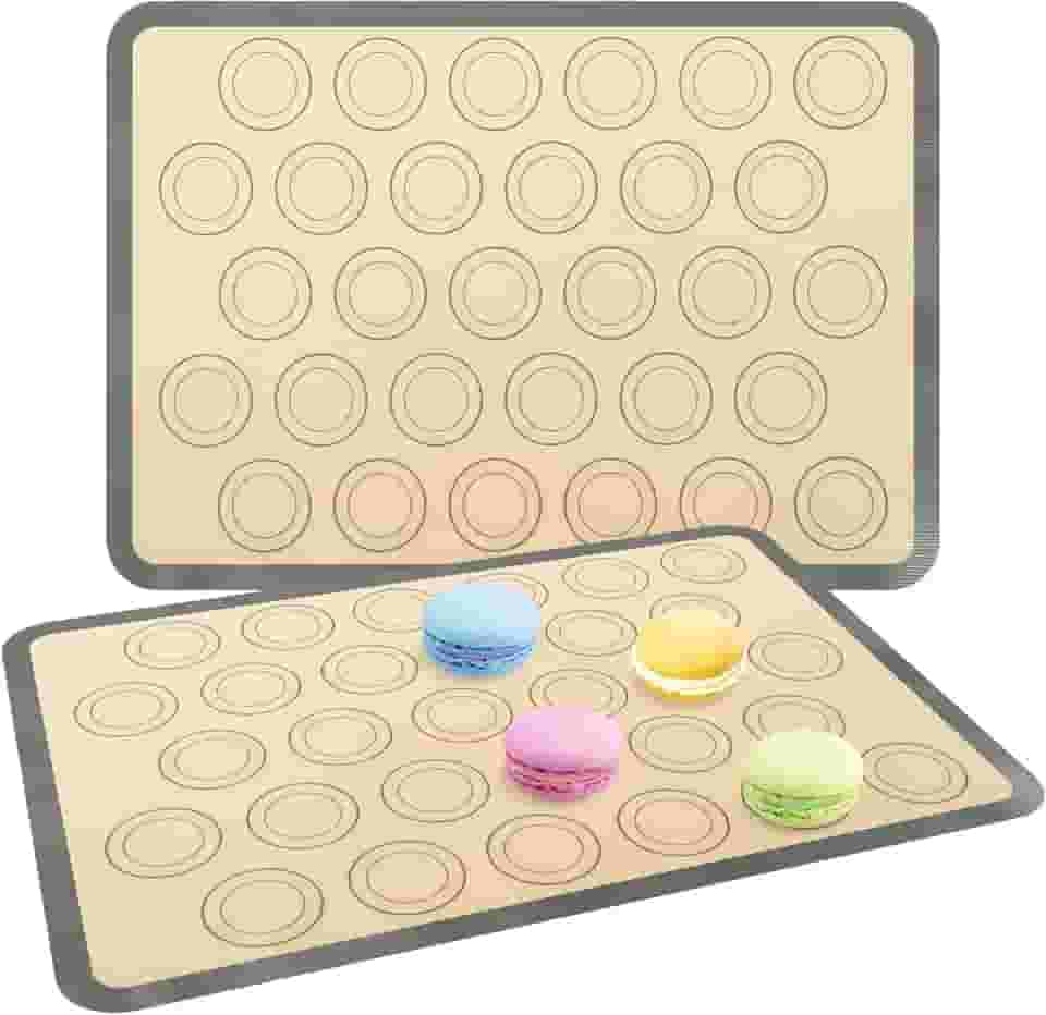 2 peças de tapete para assar macaron, tapete reutilizável de silicone macaron, assadeira de pão de tamanho grande, forros de macaron e biscoitos, forro antiaderente para macarrão, pastelaria