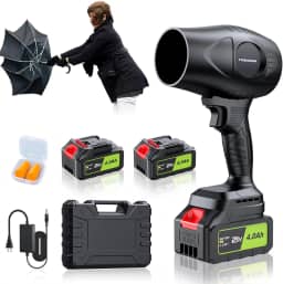 Soprador de folhas sem fio de 980.000 RPM - Soprador de folhas elétrico portátil de 21 V com baterias 2 × 4,0 Ah e carregador rápido - leve para limpeza de pátio, gramado, quintal, deck