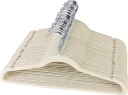 Kit 50 Cabides De Veludo Ultra Fino Antideslizante - Cores: Preto/Bege/Cinza