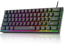 MageGee Mini teclado 60% para jogos, teclado RGB retroiluminado 61 teclas, teclado de computador de escritório ergonômico à prova d'água TS91 para PC, Mac, PS4, Xbox ONE gamer (preto)