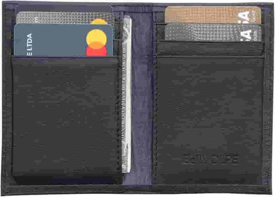 Carteira Masculina Porta Cartões Duo Couro Legítimo (Preto)