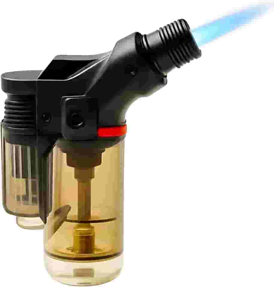 Mini Maçarico Recarregável a Gás Butano – Portátil, Trava de Segurança, Acendimento Automático, 1300°C, Ideal para Culinária, Camping, Artesanato e Reparos