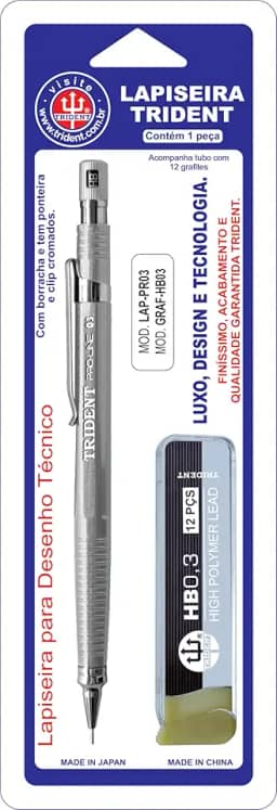 Lapiseira, Trident, Lap-Pr03B, Cinza/ Grafite/ Preto, 0,3 Mm