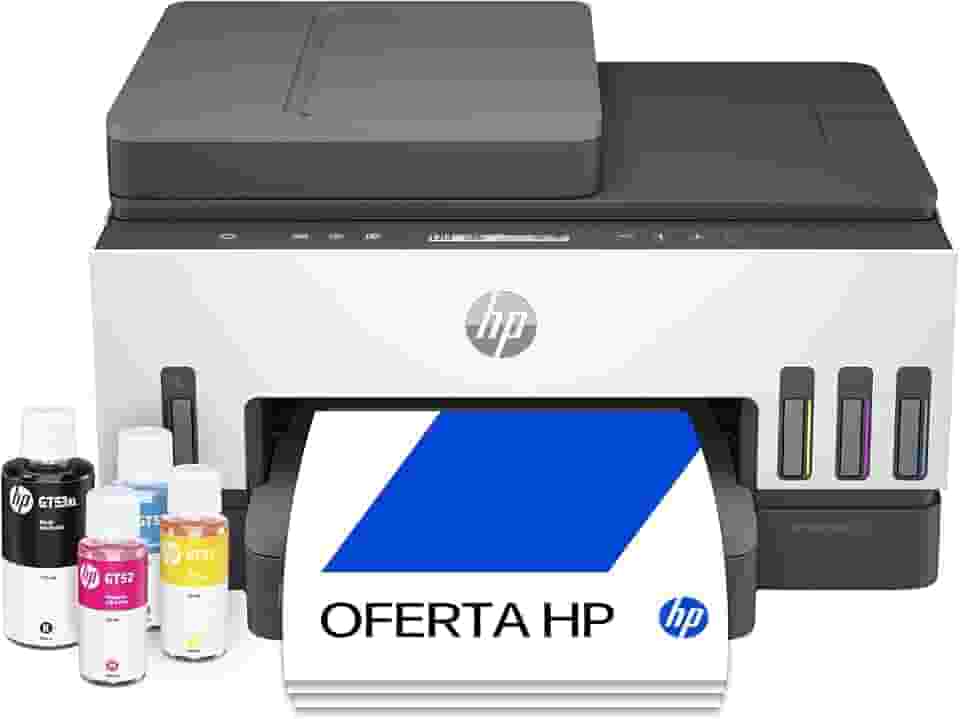 Impressora Multifuncional HP Smart Tank 754 Tanque de Tinta Colorida Wi-Fi Scanner Duplex, Bluetooth. Funções: Imprimir, Copiar, Digitalizar. Cor: Branco (2H0A6A#AK4)