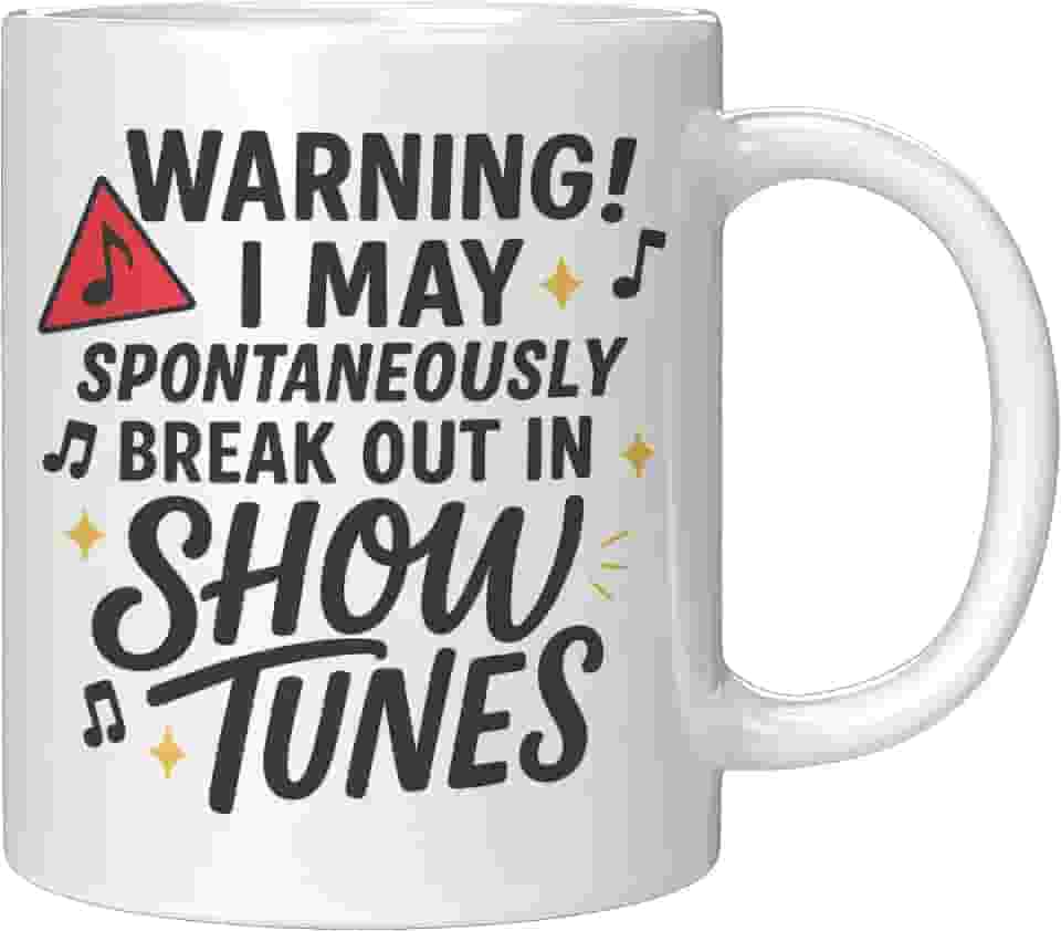 Caneca de amante da Broadway – Caneca de café engraçada para presente de teatro musical para cantores, atores, artistas de palco e amantes de drama – Caneca de cerâmica branca de 325 ml