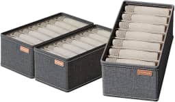 Organizador de Gaveta para Roupas 16x32x11cm - Caixa de Organização 7 Divisórias em Tecido Catiônico Cinza - Prático e Resistente