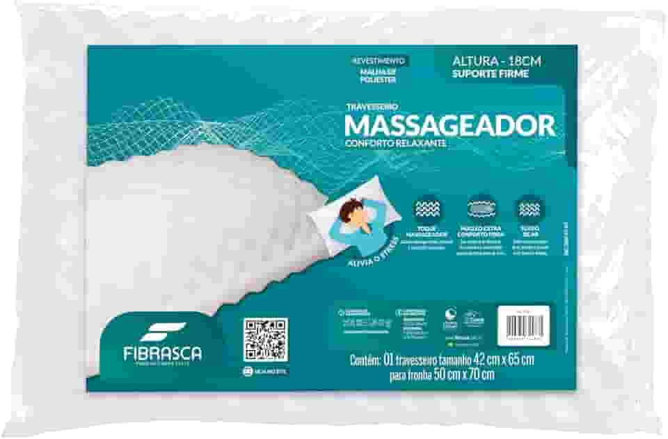 Travesseiro Ortopédico Massageador Suporte Médio Alivio do Stress Fibrasca 50x70 Branco