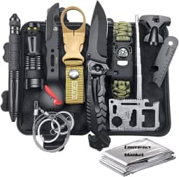 yeacher Kit de sobrevivência 11 em 1 SOS Survival Gear Tool Conjunto de emergência para camping, pesca, caminhadas, uso ao ar livre, portátil