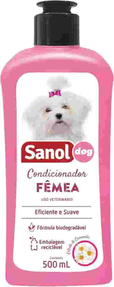 Sanol Dog, Condicionador para cães, Fêmea, Aroma Extrato de Camomila, 500ml, Rosa