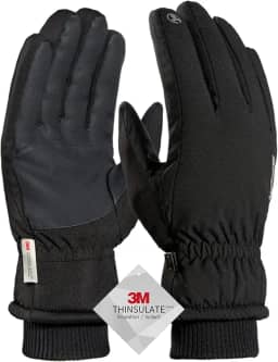 Luvas de inverno para homem, impermeável Mens Winter Luva para mulher, 3 m, turquesa, impermeável, estampado de neve, preto, tamanho L