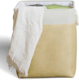Cesto De Roupa Suja Dobravel Em Tecido 50 Litros Com Alças Multiuso Pano Prático para Armazenamento de Roupas (Bege)