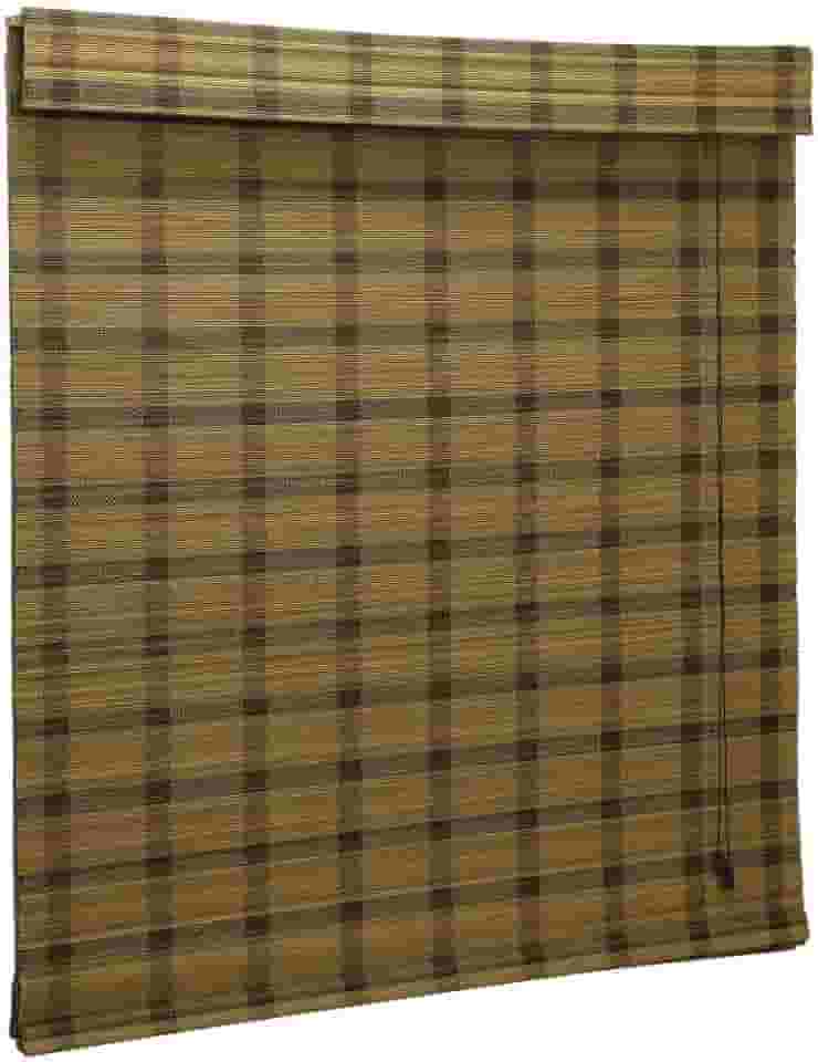 Persiana Bambu Romana Aruba 140 (L) X 160 (A) cm Cortina Madeira Com Bandô 1,40 x 1,60 Bege Acacia