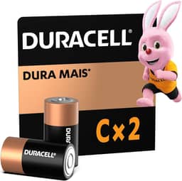 Duracell Pilhas Alcalinas C Média Pack 2 Unidades – Ideal para Brinquedos Grandes e Lanternas Potentes
