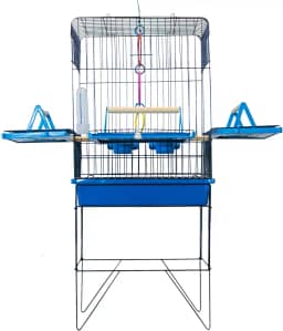 Viveiro Gaiola Para Calopsita Pássaros Triplex Confort Slim Azul Black