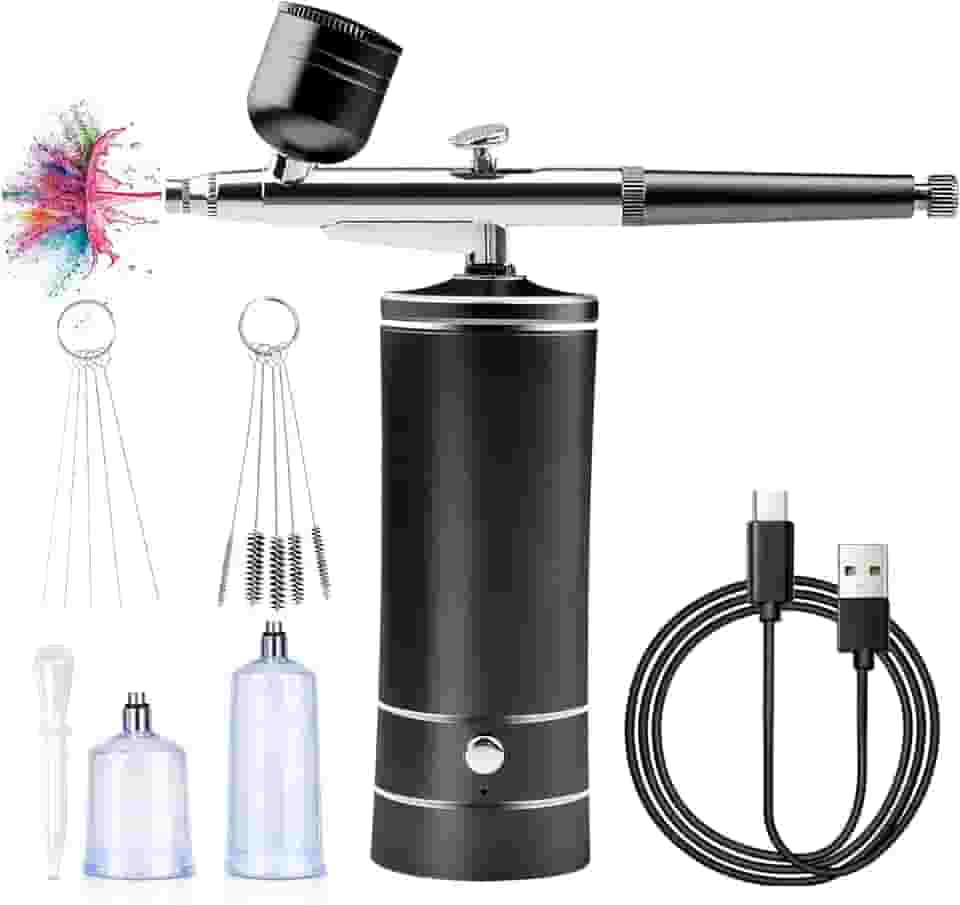 Conjunto de aerógrafo sem fio - Kit de aerógrafo portátil recarregável com compressor, conjuntos de pistolas de escova de ar portáteis automáticas para maquiagem, arte de unhas, decoração de