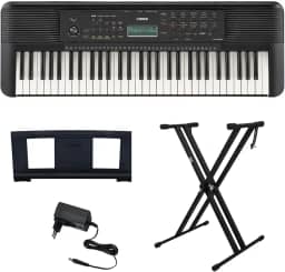 Kit Teclado Arranjador 61 Teclas PSR E283 com Fonte Bivolt e Suporte em X