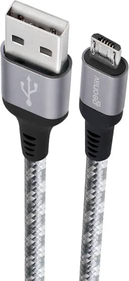 Geonav Cabo Micro USB, nylon trançado, para dispositivo Android e acessórios, 1,5 MT, MIC15T, Cinza