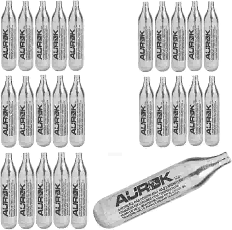 Kit Com 25un Co2 Aurok Cilindros De Pressão 12g Sem rosca