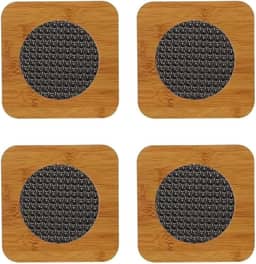 Kit 4 Peças Descanso de Panela em Bambu com Proteção Térmica Design Moderno Protege a Mesa de Panela e Travessa Quente Descanso de Bule de Chá e Chaleira 16,5 cm