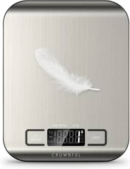 CROWNFUL Balança de alimentos, balança digital de cozinha de 5 kg, peso onças e gramas para cozinhar e assar, 6 unidades com função de tara (bateria incluída)