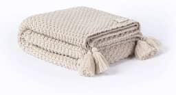 Peseira Manta Pompom Sofá Sala Cama Solteiro Trico 150x60cm Istambul